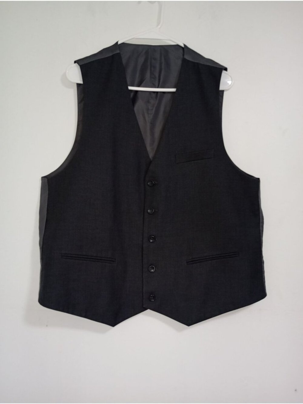 Vest Charcoal Gray Button-Up Mens Slim Fit Size 44S 38W Business Office